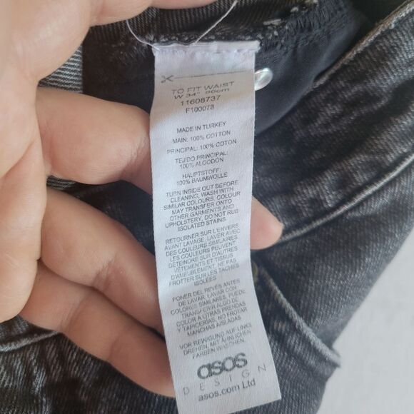 Asos Design Black Washed Denim Shorts Size 34 - Picture 7 of 8